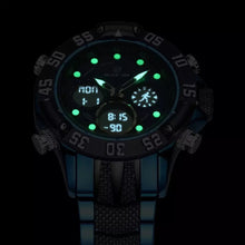 Load image into Gallery viewer, Thin Blue Line GOLDENHOUR Fashion Sport Digital Men’s Dual Time LED Alarm Chronograph Display Full Steel Quartz Watch (FREE Shipping)
