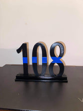 Load image into Gallery viewer, Thin Blue / Red / Silver / Yellow / Green Line 3D printed Badge Number Displays