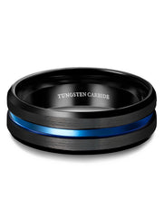 Load image into Gallery viewer, Black Thin Blue Line Tungsten 8mm Ring w/FREE SHIPPING