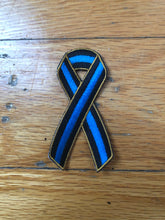 Load image into Gallery viewer, Thin Blue Line 3 “ x 1 “ Awareness Ribbon Patch (non Velcro back)