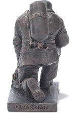 Load image into Gallery viewer, Joyful in Hope Praying Firefighter 5 inch Gray Resin Stone Table Top Figurine