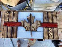Load image into Gallery viewer, Burnt Thin Blue Line First Responders Wooden Flag (FREE Shipping)