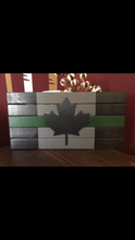 Load image into Gallery viewer, Beautiful Handcrafted Wooden Thin Blue Line / Thin Red /Thin White / Thin Silver / Thin Green or Thin Yellow Canadian Flag Sign