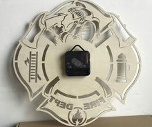 Load image into Gallery viewer, Wooden Firefighter Wall Clock