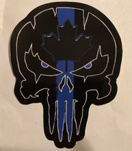 Load image into Gallery viewer, Thin Blue Line Canada Punisher Decal (2 sizes /2 versions) FREE Shipping!