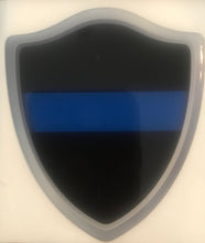 Load image into Gallery viewer, 3” x 2.6” Thin Blue Line Shield Crest Domed Decal 3D Look Emblem