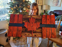 Load image into Gallery viewer, Burnt Thin Blue Line First Responders Wooden Flag (FREE Shipping)
