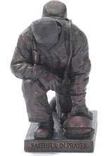 Load image into Gallery viewer, Joyful in Hope Praying Firefighter 5 inch Gray Resin Stone Table Top Figurine