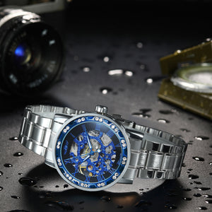 Thin Blue Line Inspired Winner Men’s  Skeleton Mechanical Watch (FREE Shipping)