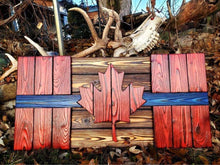 Load image into Gallery viewer, Burnt Thin Blue Line First Responders Wooden Flag (FREE Shipping)
