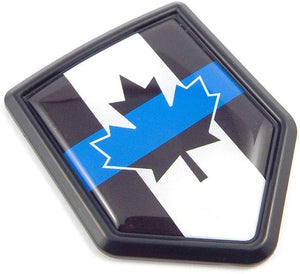 2.35" x 1.85” Thin Blue Line Canada Black Car Auto Emblem 3D Decal Bumper Sticker