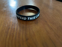 Load image into Gallery viewer, Thin Blue Line Silicone Back The Blue, Blue Lives Matter, Thin Blue Line , Thin Blue Line Maple Leaf , Thin Blue Line Canadian Flag, Defend This Line, Got Your Six, Thin Silver Line (Corrections) Wristband / Bracelet