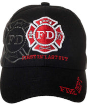 Load image into Gallery viewer, Fire Department First in Last Out embroidered Hat / Cap