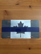 Load image into Gallery viewer, Thin Blue Line Canada Subdued Flag Aluminum License Plat
