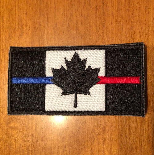 Thin Blue Line / Thin Red line Canadian Flag Patch (8 cm x 4 cm)