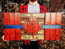 Load image into Gallery viewer, Burnt Thin Blue Line First Responders Wooden Flag (FREE Shipping)