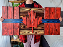 Load image into Gallery viewer, Burnt Thin Blue Line First Responders Wooden Flag (FREE Shipping)