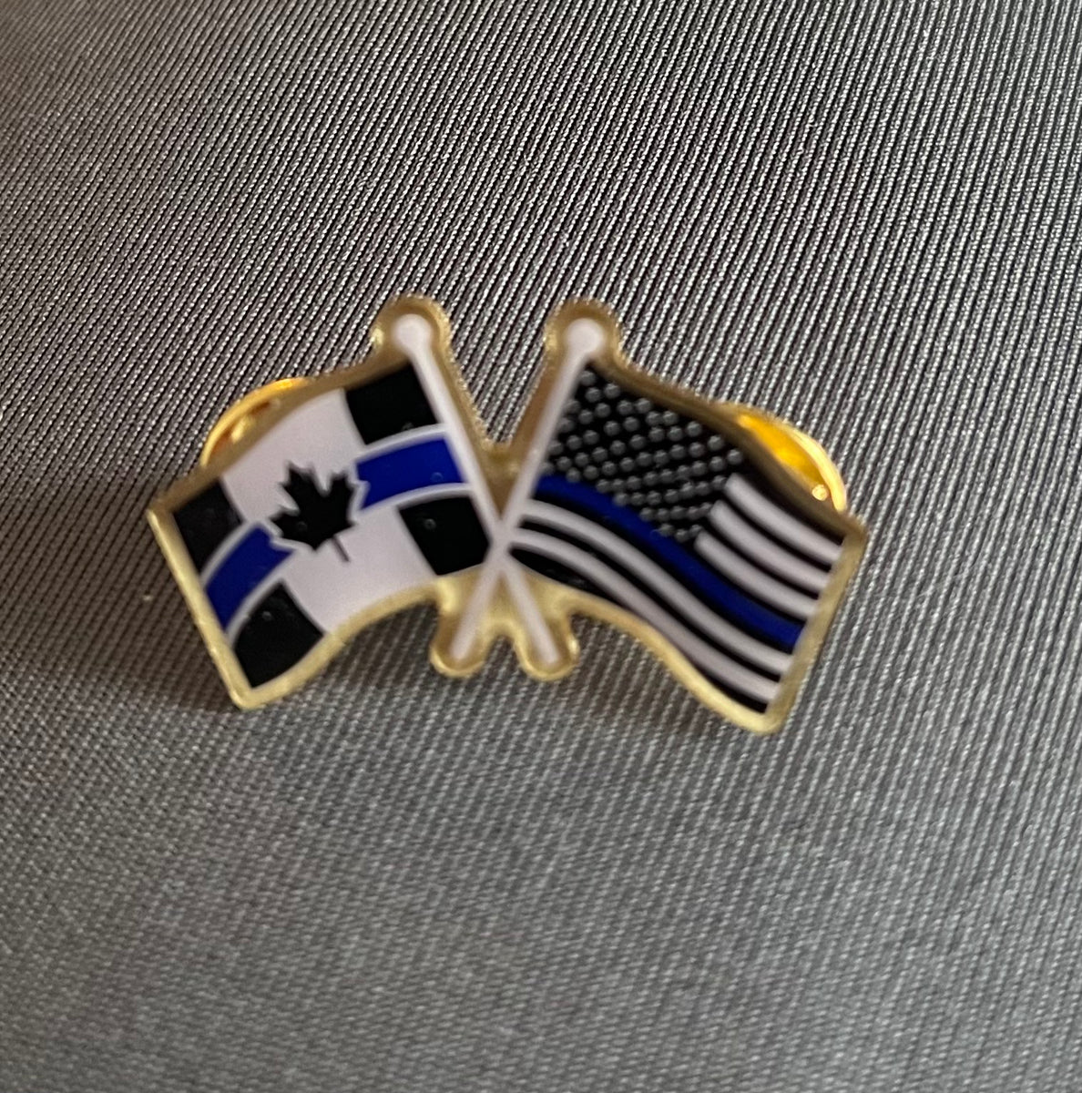 Thin Blue Line Canadaus Crossed Flags Lapel Pin The Thin Blue Line Canada 3492