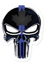 Load image into Gallery viewer, Thin Blue Line Canada Punisher Decal (2 sizes /2 versions) FREE Shipping!