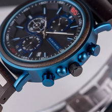 Load image into Gallery viewer, Thin Blue Line Inspired BOBO BIRD Men’s Wooden Watch  with engraved Name or Badge # (FREE Shipping)