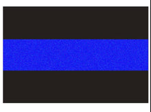 Load image into Gallery viewer, Reflective Police Thin Blue Line Bumper Decals (4" x 2.6")