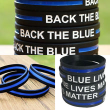 Load image into Gallery viewer, Thin Blue Line Silicone Back The Blue, Blue Lives Matter, Thin Blue Line , Thin Blue Line Maple Leaf , Thin Blue Line Canadian Flag, Defend This Line, Got Your Six, Thin Silver Line (Corrections) Wristband / Bracelet