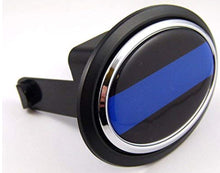 Load image into Gallery viewer, Thin Blue line Police Flag Hitch Cover Cap 2" receiver black with chrome & dome
