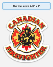 Load image into Gallery viewer, Canadian Firefighter Decal / Sticker (Regular or Holographic) 2.86 &quot; x 3 &quot;