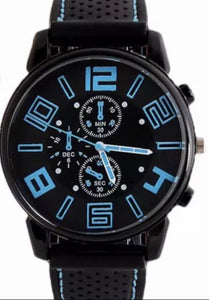 Thin Blue Line Inspired Large Numbers Watch