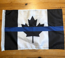 Load image into Gallery viewer, ( 2 Pack) 18” x 11.5 “ Thin Blue Line Canada Motorcycle / Boat / Vehicle Flag with Mounting Pole FREE shipping!