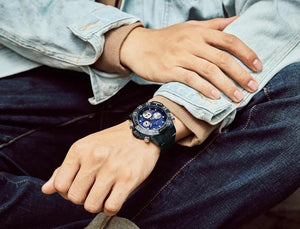 Thin Blue Line GOLDENHOUR Fashion Sport Digital Men’s Dual Time LED Alarm Chronograph Display Full Steel Quartz Watch (FREE Shipping)