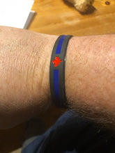 Load image into Gallery viewer, Thin Blue Line Silicone Back The Blue, Blue Lives Matter, Thin Blue Line , Thin Blue Line Maple Leaf , Thin Blue Line Canadian Flag, Defend This Line, Got Your Six, Thin Silver Line (Corrections) Wristband / Bracelet