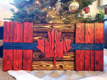 Load image into Gallery viewer, Burnt Thin Blue Line First Responders Wooden Flag (FREE Shipping)