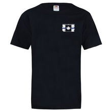 Load image into Gallery viewer, Original Tattered Thin Blue Line Canadian Flag Classic Men's/Unisex  T-Shirt (small logo left chest/optional large logo on back)