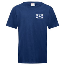 Load image into Gallery viewer, Original Tattered Thin Blue Line Canadian Flag Classic Men's/Unisex  T-Shirt (small logo left chest/optional large logo on back)