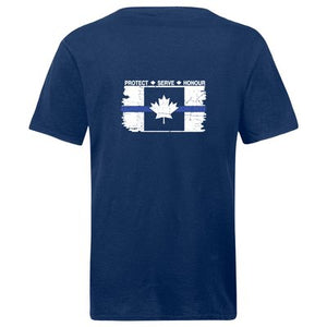 Original Tattered Thin Blue Line Canadian Flag Classic Men's/Unisex  T-Shirt (small logo left chest/optional large logo on back)