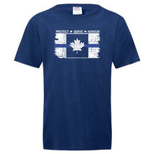 Load image into Gallery viewer, Original Tattered Thin Blue Line Canadian Flag Classic Men's/Unisex T-Shirt (Large Logo Front)