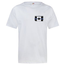 Load image into Gallery viewer, Original Tattered Thin Blue Line Canadian Flag Classic Men's/Unisex  T-Shirt (small logo left chest/optional large logo on back)