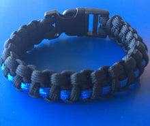 Load image into Gallery viewer, Thin Blue Line Paracord Survival Bracelet