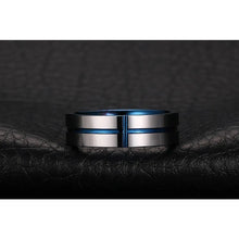 Load image into Gallery viewer, Thin Blue Line &quot;Cross&quot; Tungsten Ring