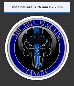Thin Blue Line Canada 3 " Round Punisher Sticker / Decal