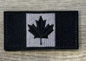 Black and Grey Canadian Flag Patch