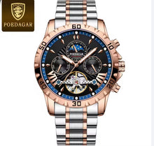 Load image into Gallery viewer, Thin Blue / Thin Red Line Inspired POEDAGAR Luxury Automatic Mechanical Men's Watch