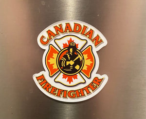 3" Round Canadian Firefighter Magnet