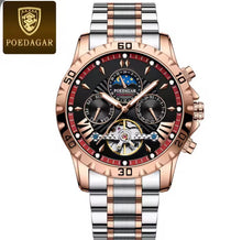 Load image into Gallery viewer, Thin Blue / Thin Red Line Inspired POEDAGAR Luxury Automatic Mechanical Men's Watch