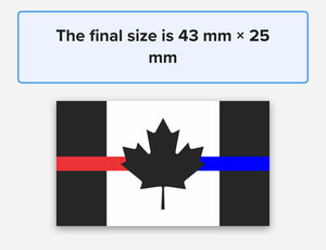 2 " x 1 " Thin Blue / Thin Red Line Canada Flag Sticker / Decal