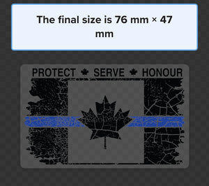 TATTERED CLEAR Thin Blue Line Canada Flag with PROTECT SERVE HONOUR (3 " x 1.75 ") sticker / decal