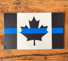 Load image into Gallery viewer, CUSTOMER APPRECIATION MONTH, 1 FREE STICKER ($7.99 value) on ALL orders!  4" x 2.5" Classic Thin Blue Line Canadian Flag Vinyl Sticker / Decal