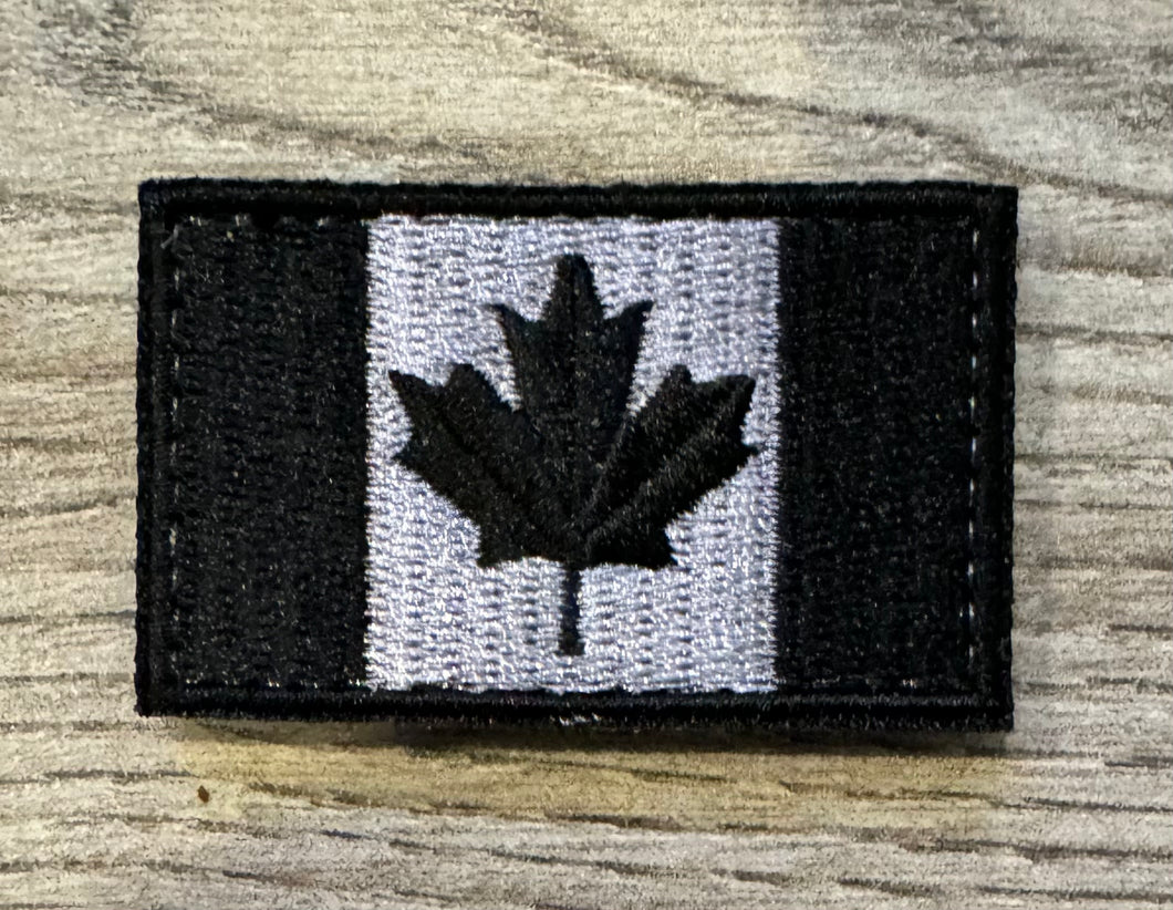 Black and Grey Canadian Flag Patch