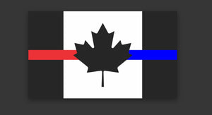 2 " x 1 " Thin Blue / Thin Red Line Canada Flag Sticker / Decal